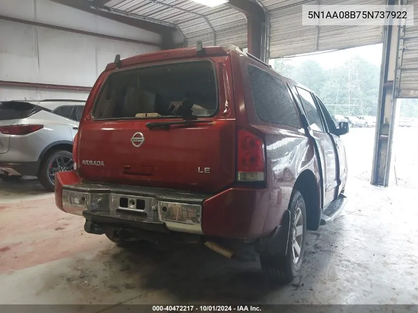 5N1AA08B75N737922 2005 Nissan Armada Se/Le