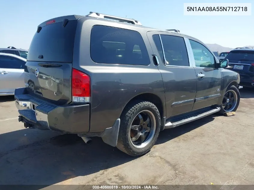 2005 Nissan Armada Le VIN: 5N1AA08A55N712718 Lot: 40500519