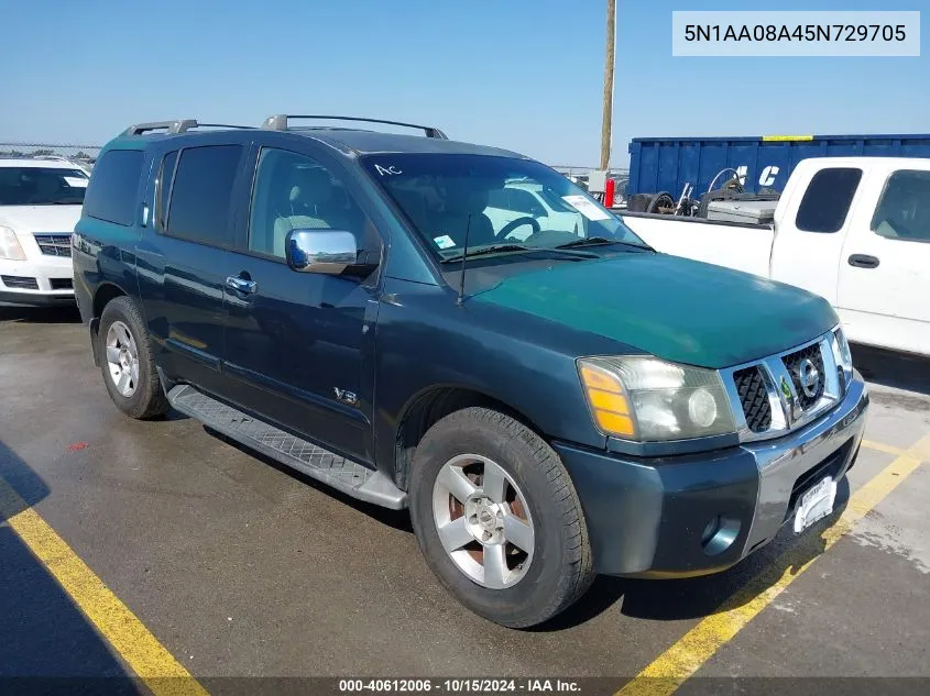 2005 Nissan Armada Se VIN: 5N1AA08A45N729705 Lot: 40612006