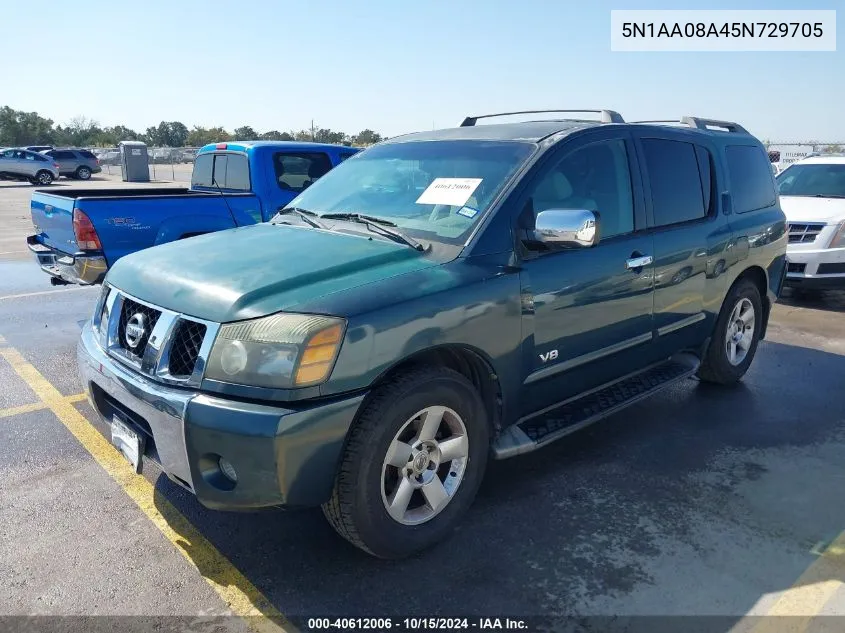 2005 Nissan Armada Se VIN: 5N1AA08A45N729705 Lot: 40612006