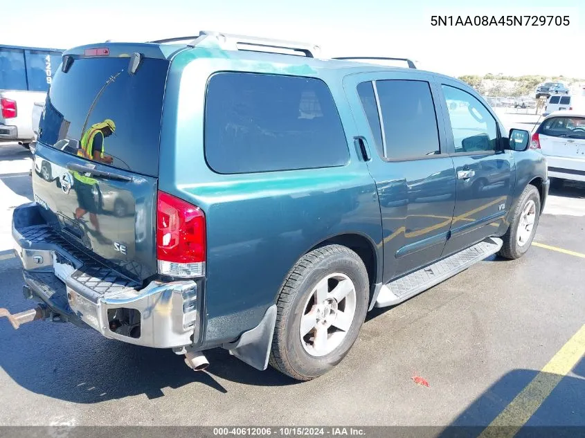 2005 Nissan Armada Se VIN: 5N1AA08A45N729705 Lot: 40612006