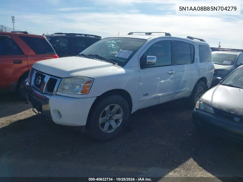 2005 Nissan Armada Le VIN: 5N1AA08B85N704279 Lot: 40632734