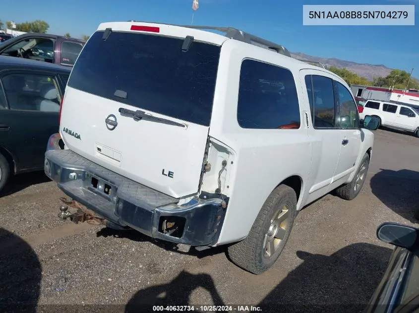 2005 Nissan Armada Le VIN: 5N1AA08B85N704279 Lot: 40632734