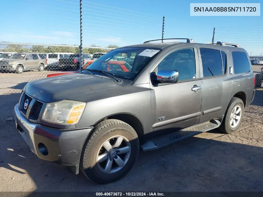 2005 Nissan Armada Se VIN: 5N1AA08B85N711720 Lot: 40673672