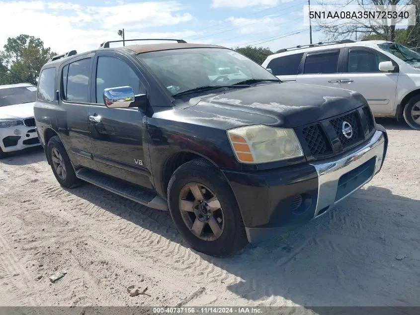 2005 Nissan Armada Se VIN: 5N1AA08A35N725340 Lot: 40737156