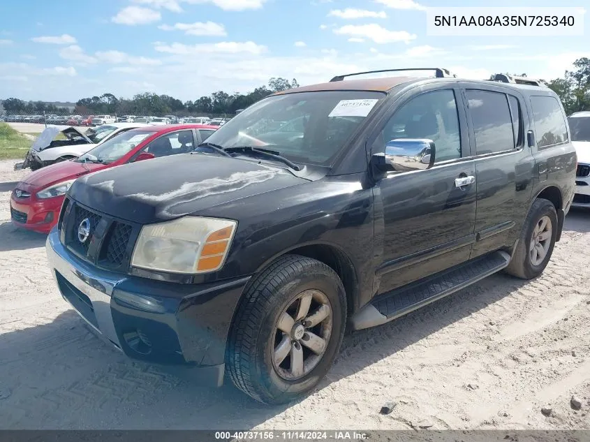 2005 Nissan Armada Se VIN: 5N1AA08A35N725340 Lot: 40737156