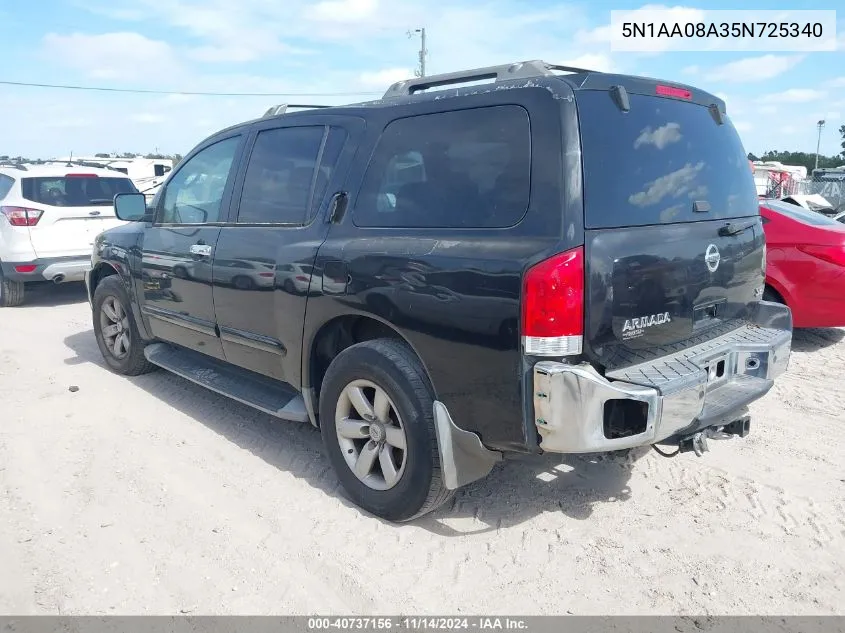 2005 Nissan Armada Se VIN: 5N1AA08A35N725340 Lot: 40737156