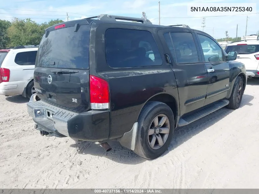 2005 Nissan Armada Se VIN: 5N1AA08A35N725340 Lot: 40737156