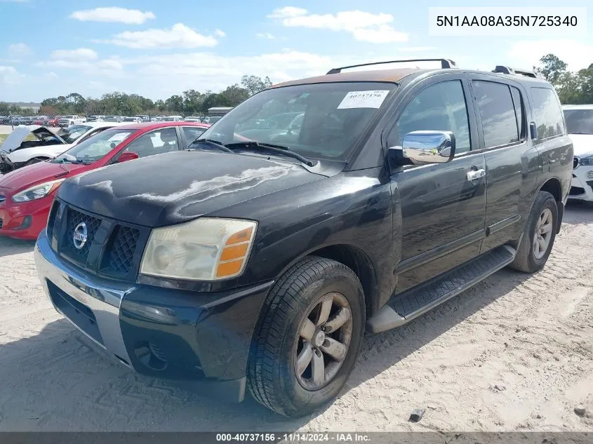 2005 Nissan Armada Se VIN: 5N1AA08A35N725340 Lot: 40737156