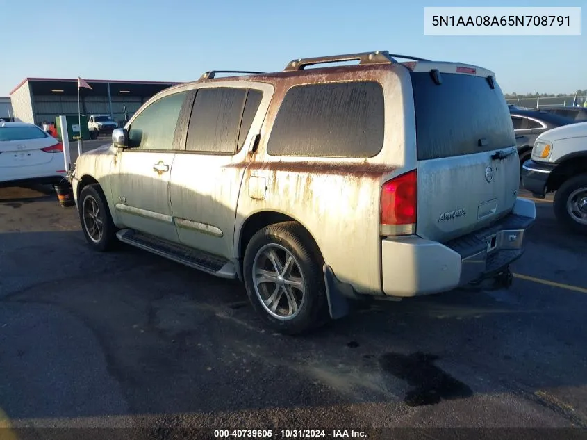 2005 Nissan Armada Se VIN: 5N1AA08A65N708791 Lot: 40739605