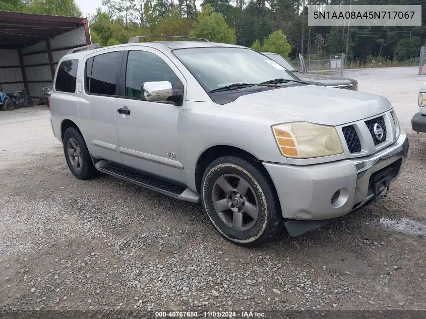 2005 Nissan Armada Se VIN: 5N1AA08A45N717067 Lot: 40767680