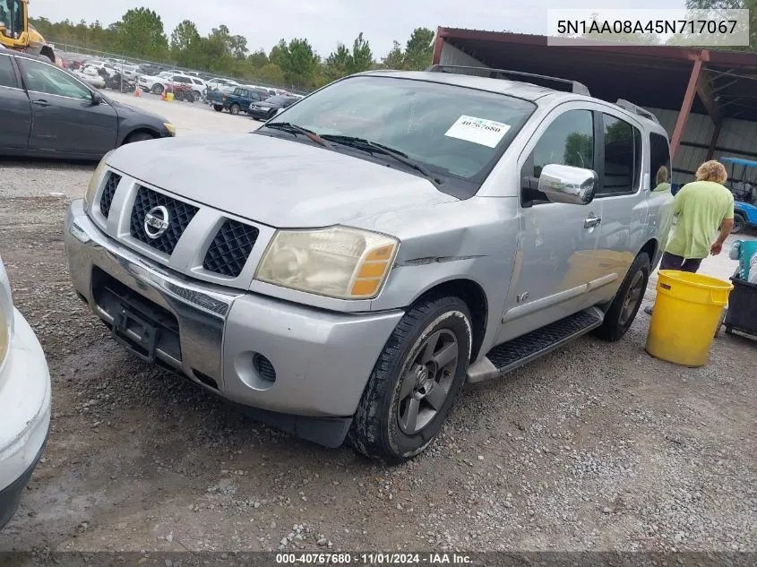 2005 Nissan Armada Se VIN: 5N1AA08A45N717067 Lot: 40767680