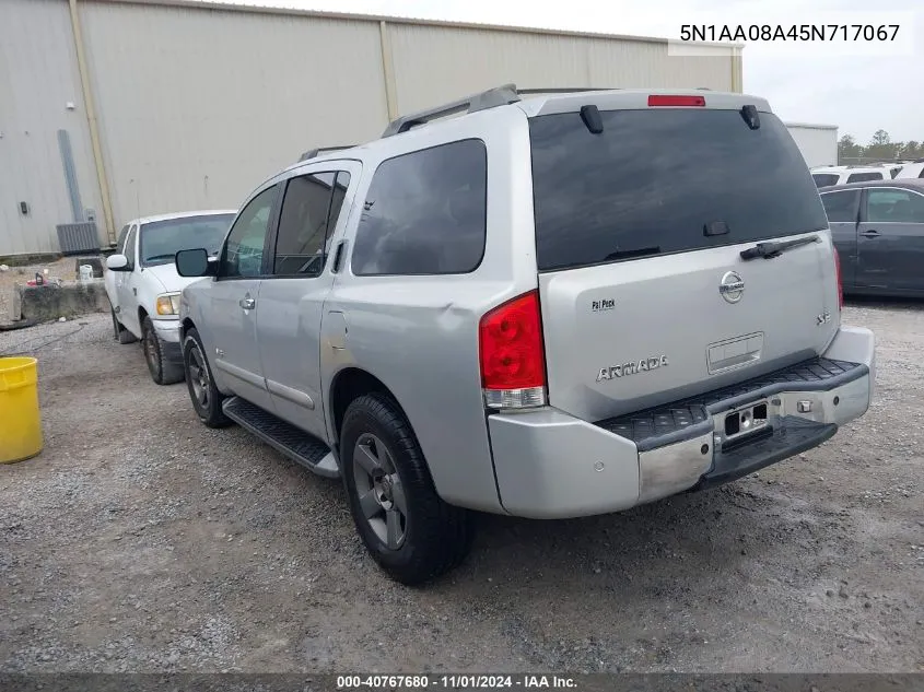 2005 Nissan Armada Se VIN: 5N1AA08A45N717067 Lot: 40767680