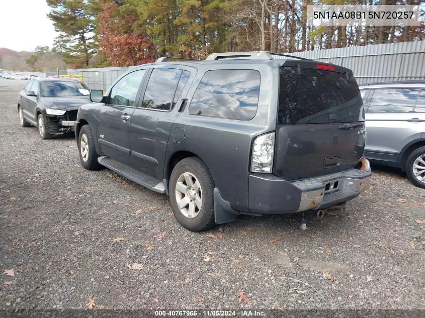 2005 Nissan Armada Le VIN: 5N1AA08B15N720257 Lot: 40767966