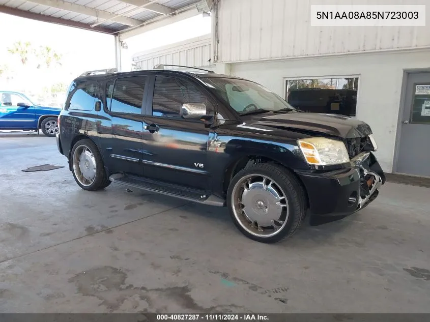 2005 Nissan Armada Le VIN: 5N1AA08A85N723003 Lot: 40827287