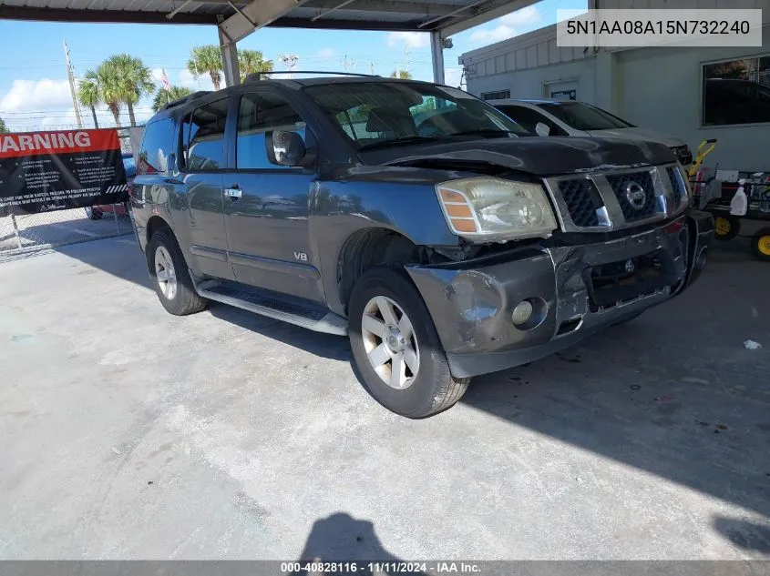 2005 Nissan Armada Le VIN: 5N1AA08A15N732240 Lot: 40828116