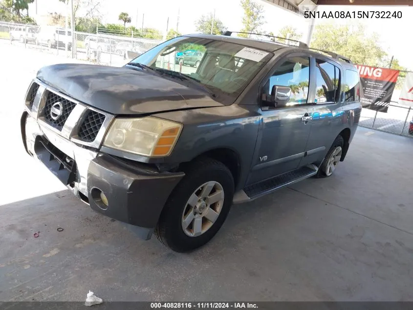 2005 Nissan Armada Le VIN: 5N1AA08A15N732240 Lot: 40828116