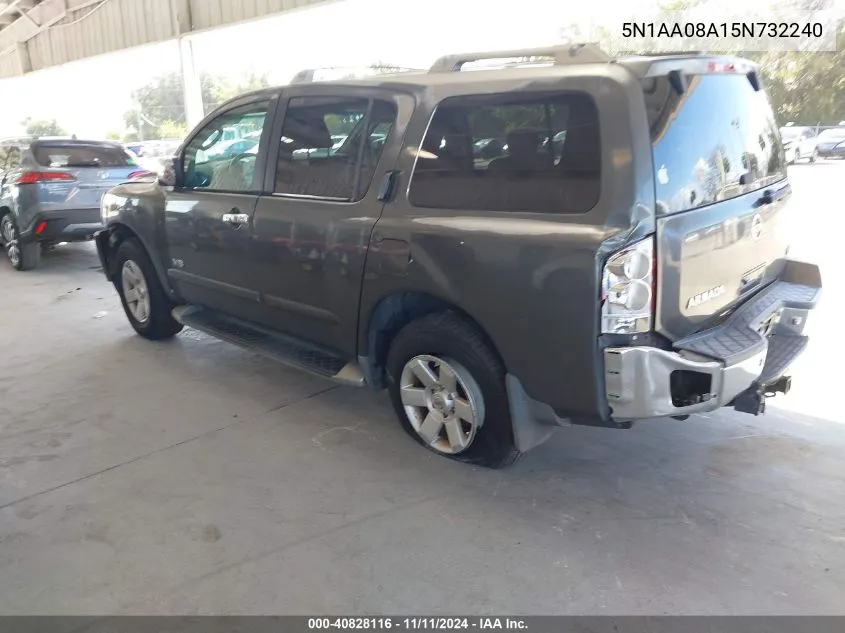 2005 Nissan Armada Le VIN: 5N1AA08A15N732240 Lot: 40828116