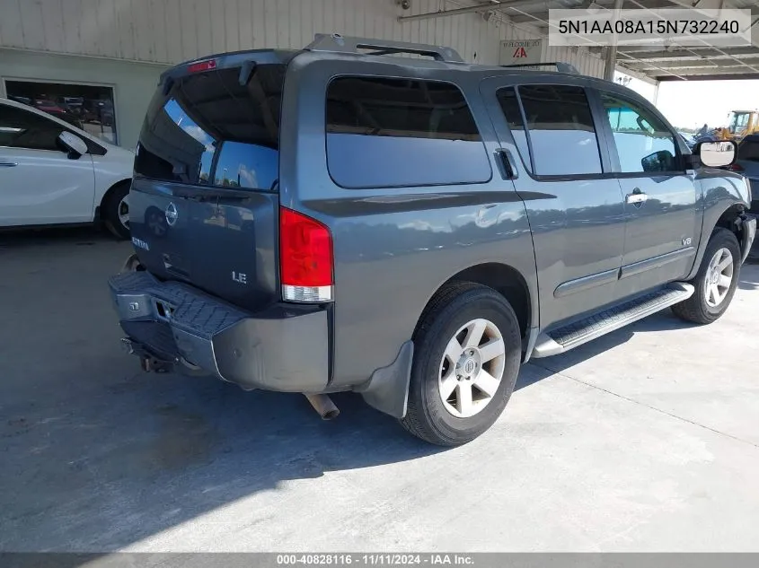 2005 Nissan Armada Le VIN: 5N1AA08A15N732240 Lot: 40828116