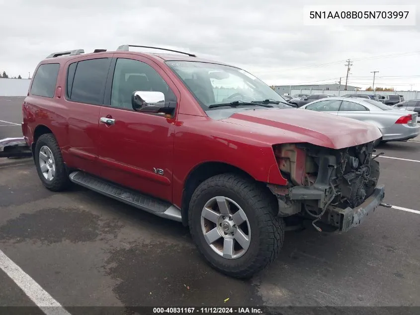 2005 Nissan Armada Le VIN: 5N1AA08B05N703997 Lot: 40831167