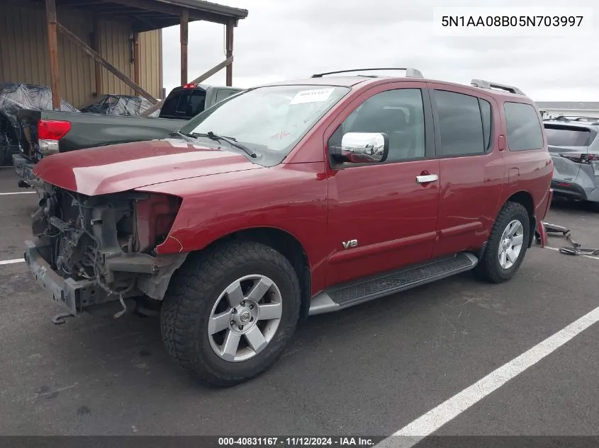 2005 Nissan Armada Le VIN: 5N1AA08B05N703997 Lot: 40831167