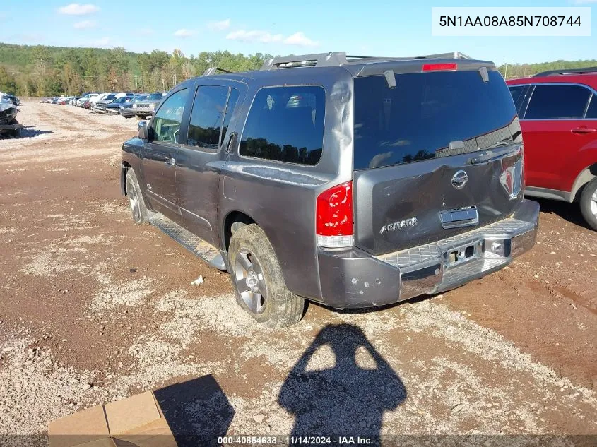 2005 Nissan Armada Se VIN: 5N1AA08A85N708744 Lot: 40854638