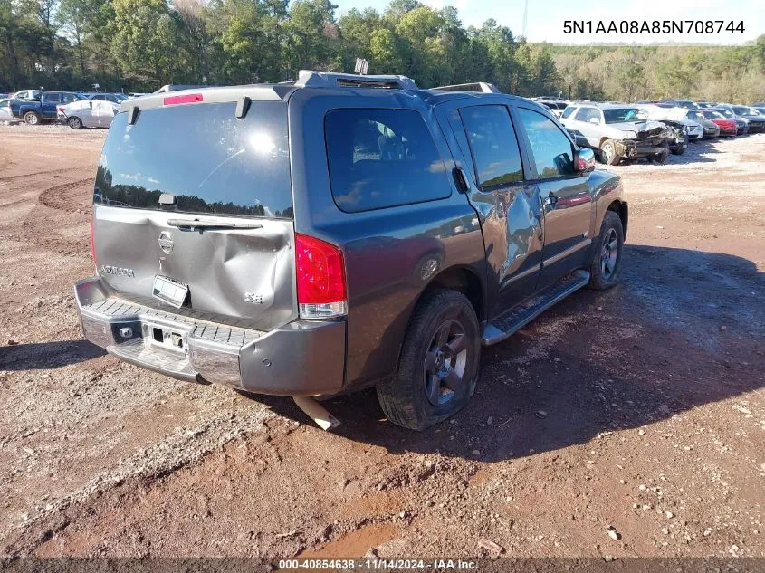 2005 Nissan Armada Se VIN: 5N1AA08A85N708744 Lot: 40854638