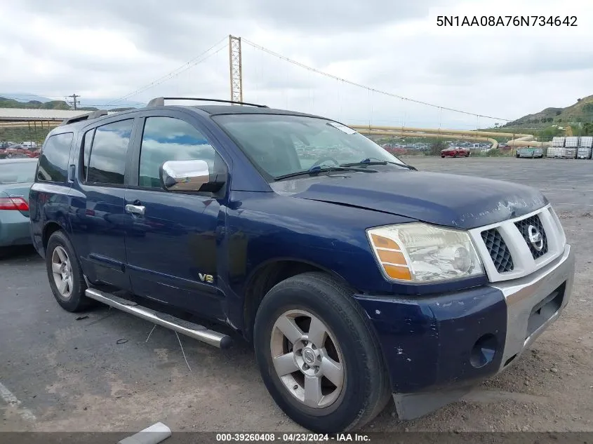 2006 Nissan Armada Se VIN: 5N1AA08A76N734642 Lot: 39260408