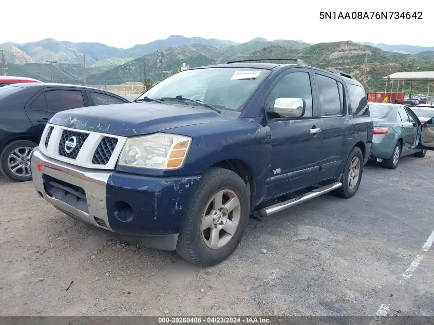 2006 Nissan Armada Se VIN: 5N1AA08A76N734642 Lot: 39260408