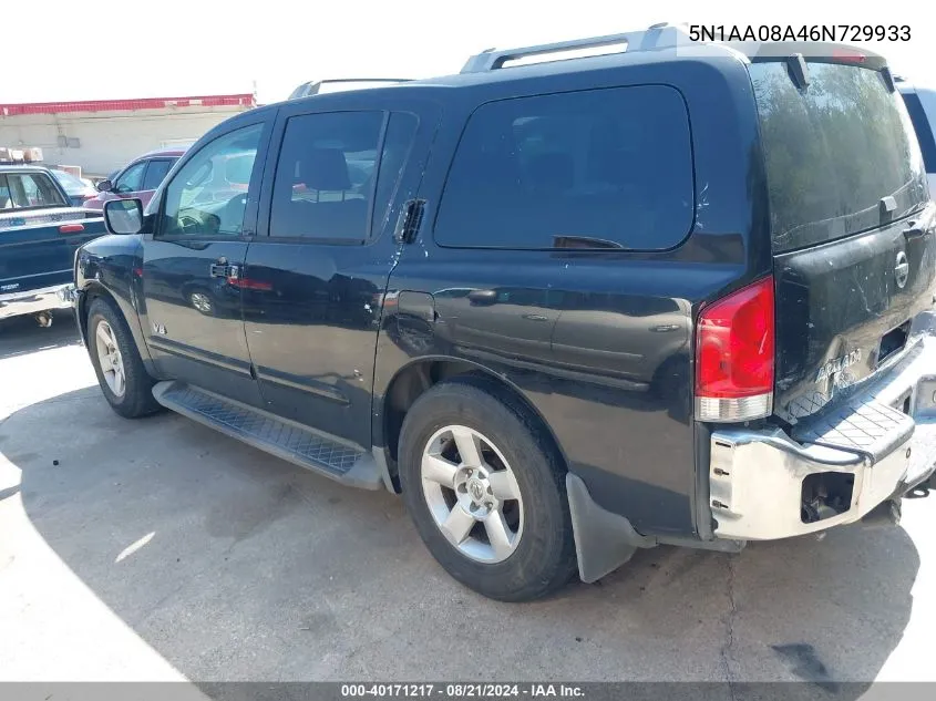 2006 Nissan Armada Se VIN: 5N1AA08A46N729933 Lot: 40171217