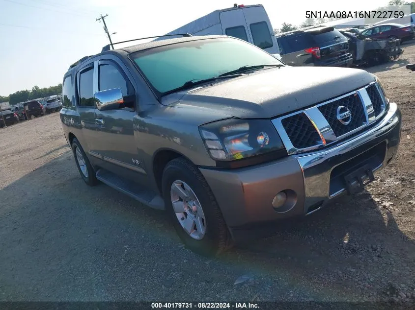 5N1AA08A16N722759 2006 Nissan Armada Le