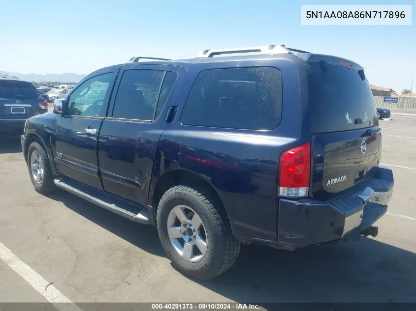 2006 Nissan Armada Se VIN: 5N1AA08A86N717896 Lot: 40291373