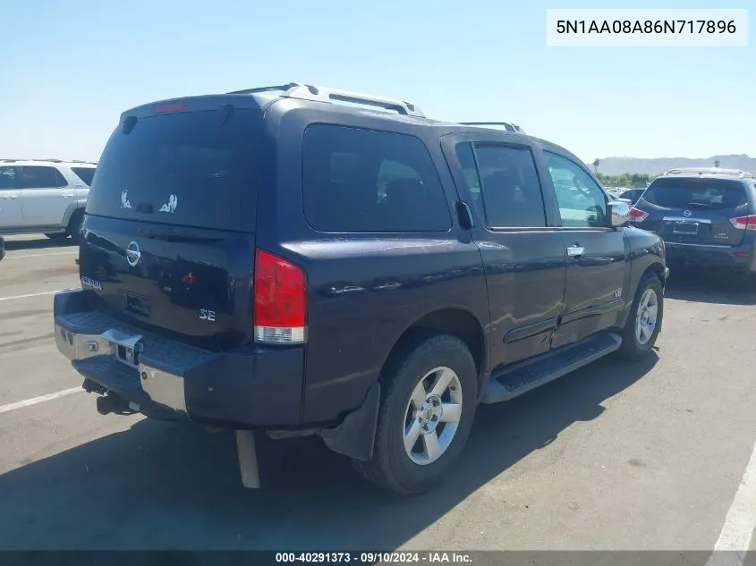 2006 Nissan Armada Se VIN: 5N1AA08A86N717896 Lot: 40291373