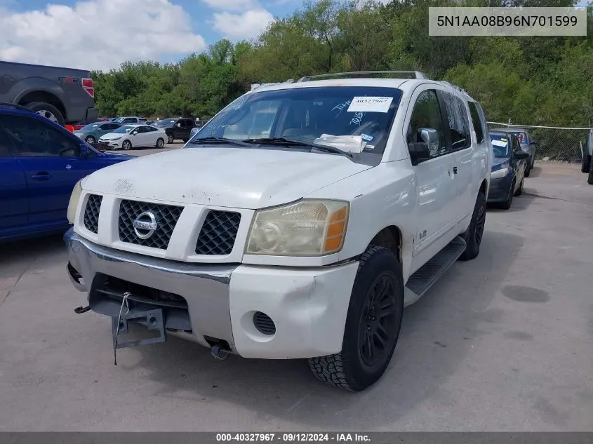 2006 Nissan Armada Se VIN: 5N1AA08B96N701599 Lot: 40327967