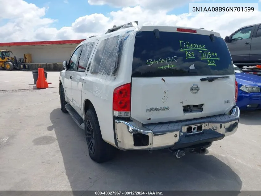 2006 Nissan Armada Se VIN: 5N1AA08B96N701599 Lot: 40327967