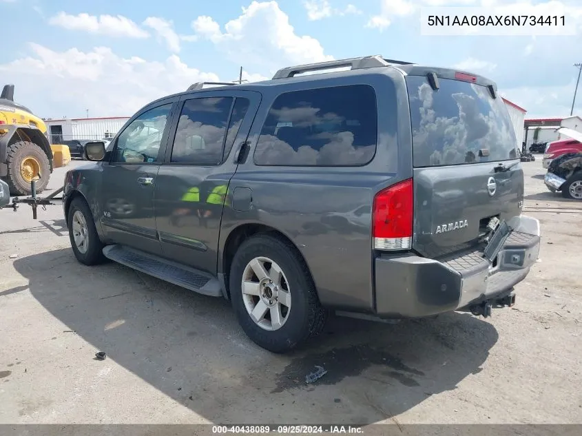 2006 Nissan Armada Le VIN: 5N1AA08AX6N734411 Lot: 40438089