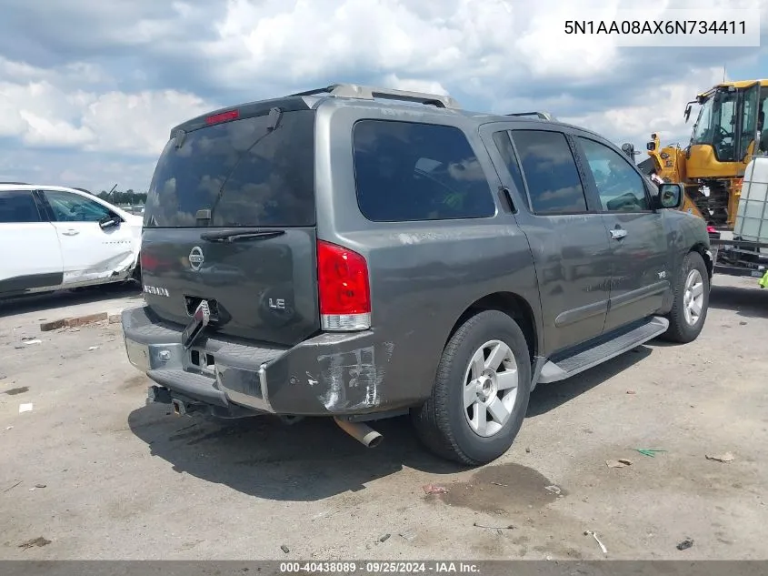 2006 Nissan Armada Le VIN: 5N1AA08AX6N734411 Lot: 40438089