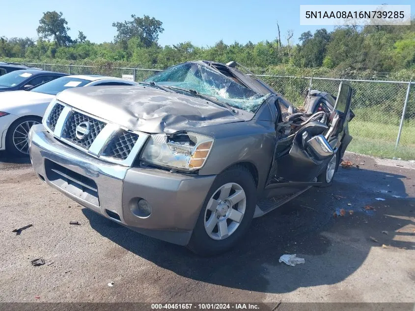 2006 Nissan Armada Se/Le VIN: 5N1AA08A16N739285 Lot: 40451657