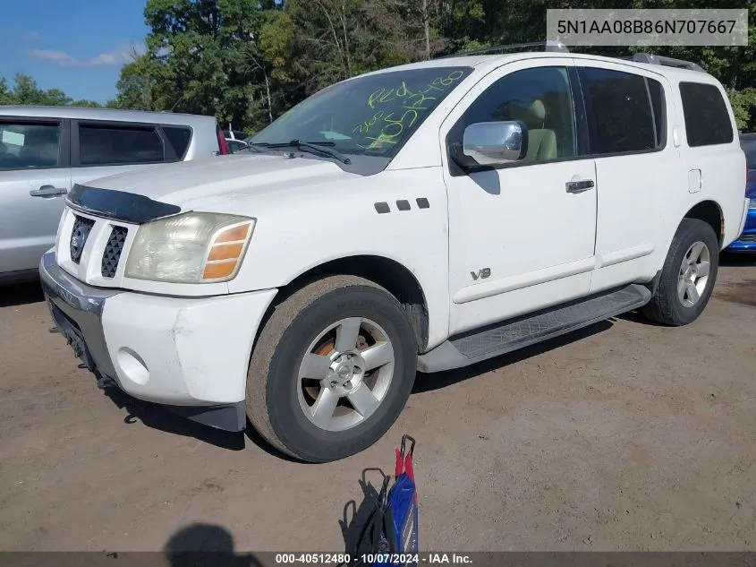 2006 Nissan Armada Se VIN: 5N1AA08B86N707667 Lot: 40512480