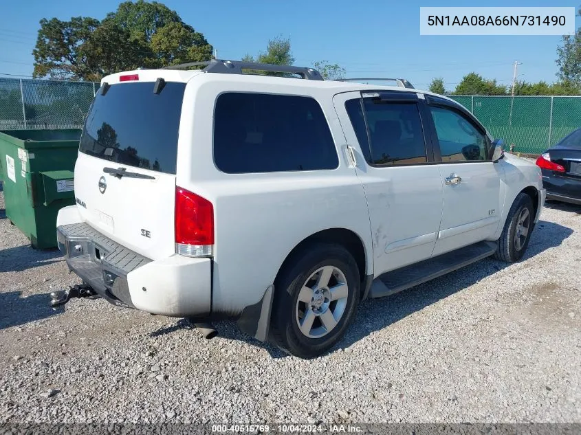 2006 Nissan Armada Se VIN: 5N1AA08A66N731490 Lot: 40515769