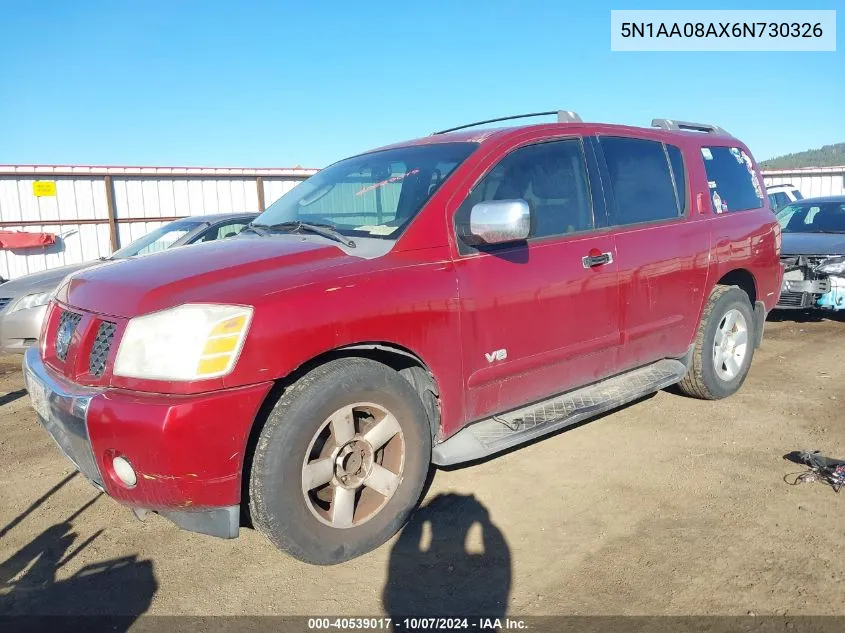 2006 Nissan Armada Se VIN: 5N1AA08AX6N730326 Lot: 40539017