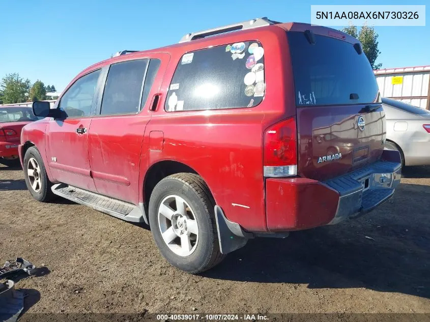 2006 Nissan Armada Se VIN: 5N1AA08AX6N730326 Lot: 40539017