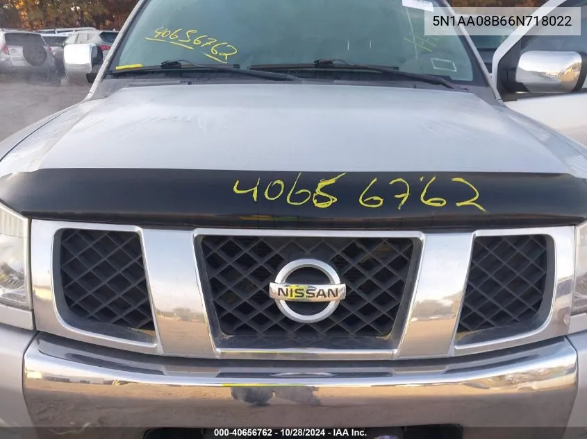 2006 Nissan Armada Le VIN: 5N1AA08B66N718022 Lot: 40656762