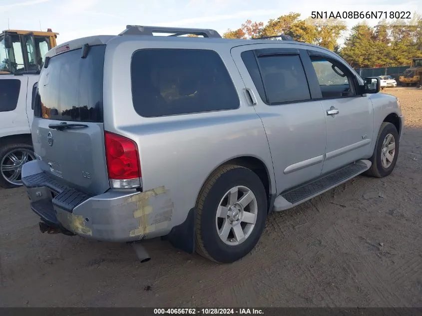 2006 Nissan Armada Le VIN: 5N1AA08B66N718022 Lot: 40656762