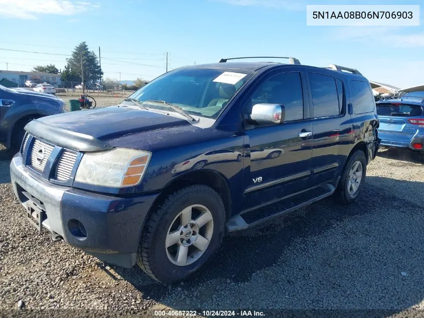 2006 Nissan Armada Se VIN: 5N1AA08B06N706903 Lot: 40657222