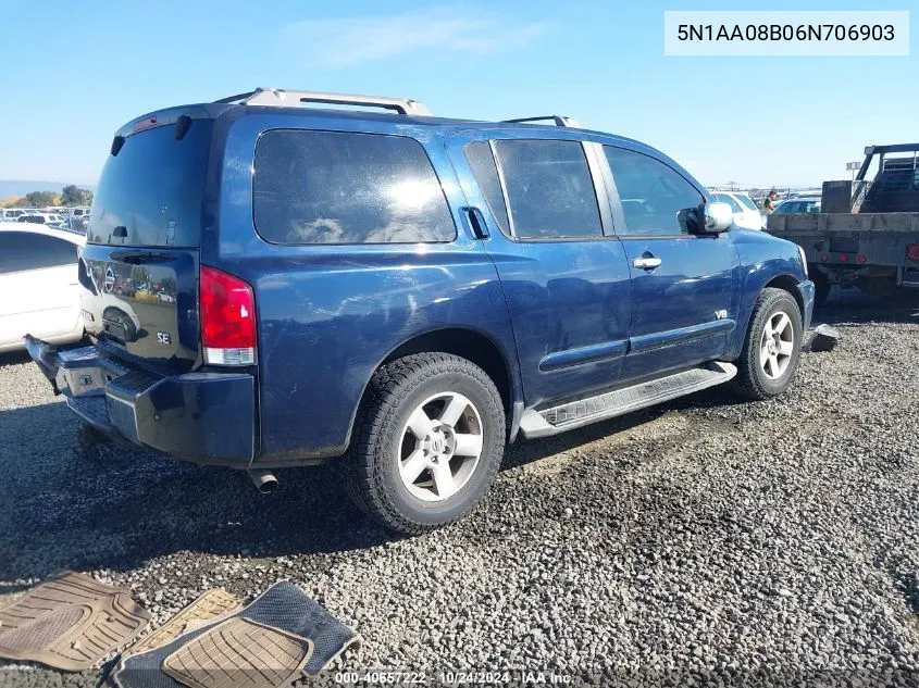 2006 Nissan Armada Se VIN: 5N1AA08B06N706903 Lot: 40657222