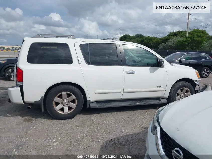 2006 Nissan Armada Le VIN: 5N1AA08A16N727248 Lot: 40710072