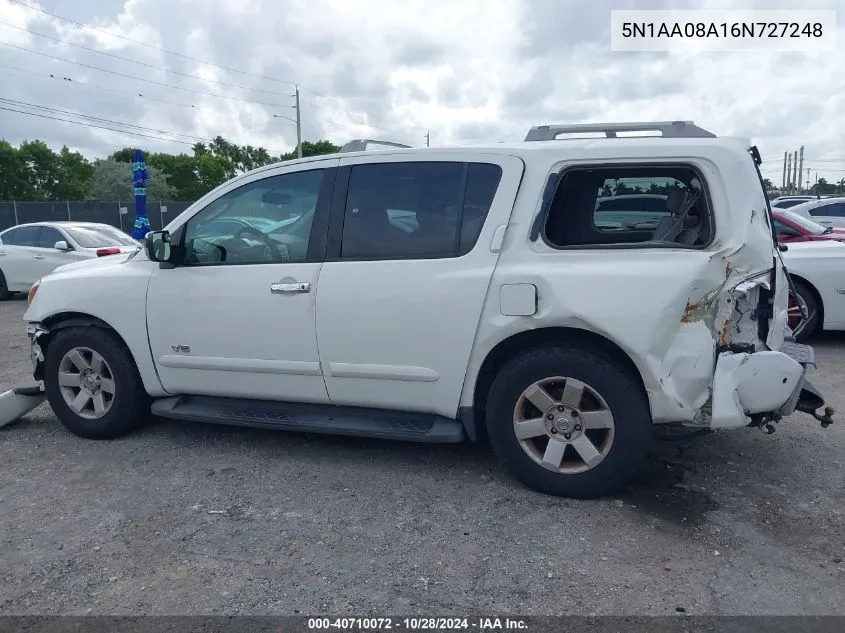 2006 Nissan Armada Le VIN: 5N1AA08A16N727248 Lot: 40710072