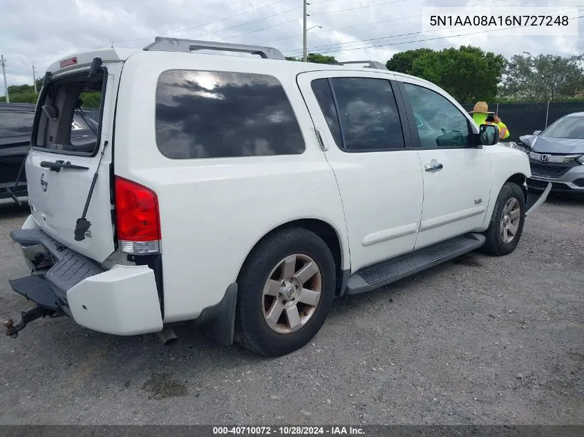 2006 Nissan Armada Le VIN: 5N1AA08A16N727248 Lot: 40710072