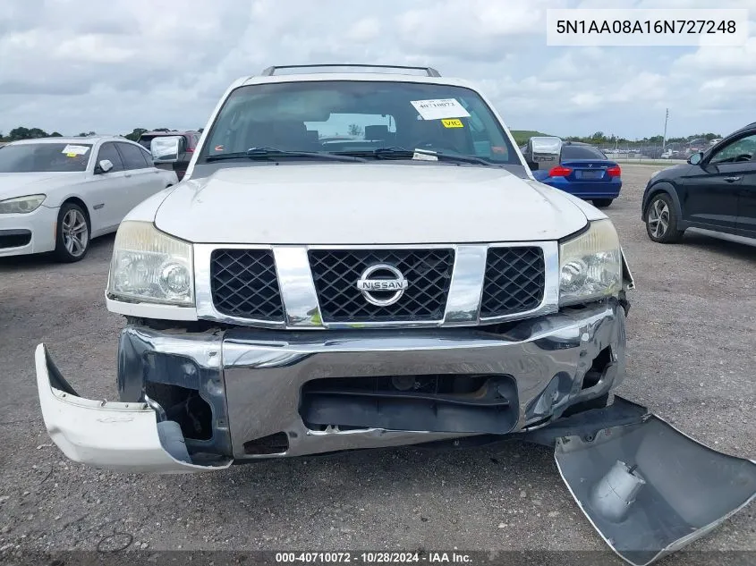 2006 Nissan Armada Le VIN: 5N1AA08A16N727248 Lot: 40710072